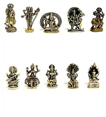 poppip 10 p/Set Thai Mini Messing Große Hindu-Götter Göttin Figur Amulett OM Geschenk Sammlerstück