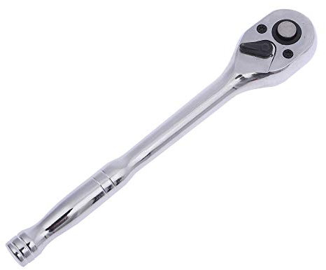 KATSU Llave de Carraca 3/8, Mango para Llave de Tubo de Liberación Rápida de 72 Dientes, Cromo Vanadio Spejo Pulido, Herramienta Mecánica de Garaje de Reparación Automática, 195mm 422908