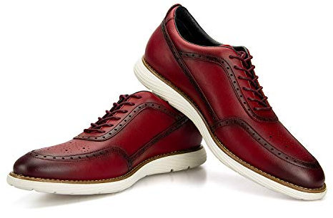JITAI Scarpe Oxford Eleganti da Uomo, Casual Stringate, Rosso-17, 43 EU (10 UK)
