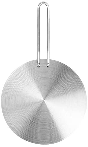 Adattatore Induzione, 20cm/22cm/24cm Piastra per Induzione Adattatore in Acciaio Inossidabile, Piastra di Diffusione di Calore con Manico Separabili (22cm/8,7'')