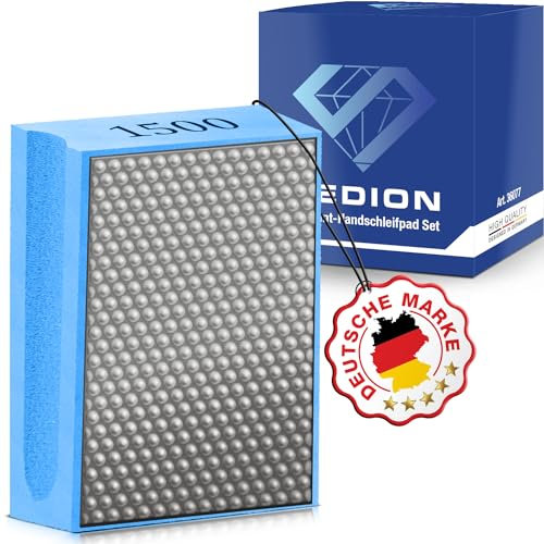 SEDION® Diamant Handschleifpad Körnung 1500 - Handpad Perfekt zum Schleifen, polieren & entgraten - Schleifschwamm Premium Qualität - Schleifblock oder Schleifpads für Granit, Marmor, Keramik usw.