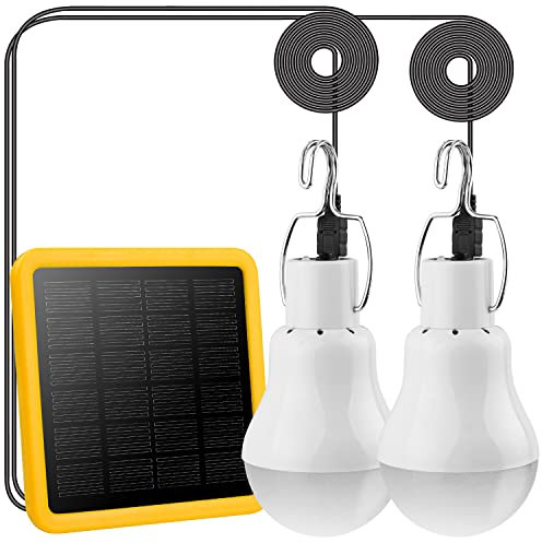 Beinhome Solarlampen für Außen 130Lumen 800mAh mit Solarpanel,Portable Solar LED Glühbirne,3,5m USB Kabel,Campinglampe Solar Laterne Hängelampe für Innen Außen Camping Wandern Gartenhaus Hühnerstall