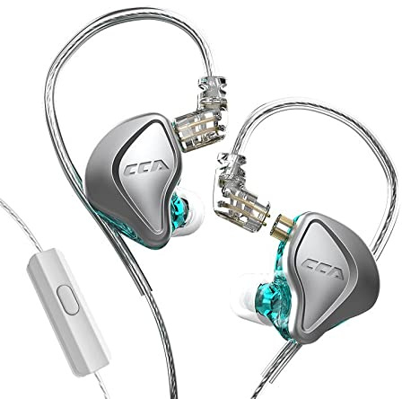 Airloop CCA NRA Electrostatic Drive In Ear Earphone 1DD 1Estat Wired Earphone HiFi Sport Gaming Earbuds Kopfhörer Kompatibilität für Telefon Computer Tablet mit Geschenk-Set-Cyan mit Mikrofon