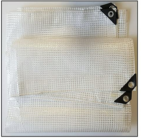350gsm Heavy Duty Reinforced Mesh Clear Tarpaulin Waterproof Cover Mono Sheet (3m x 3m)