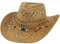 Sombrero de Cowboy de Paja Vaquero Panamá con Banda Occidental Unisex Talla Única Hombre Mujer para Verano Coachella Playa al Estilo Country Brasileño Bohemia Indiana Rafia Natural (XH-117 MARRÓN)