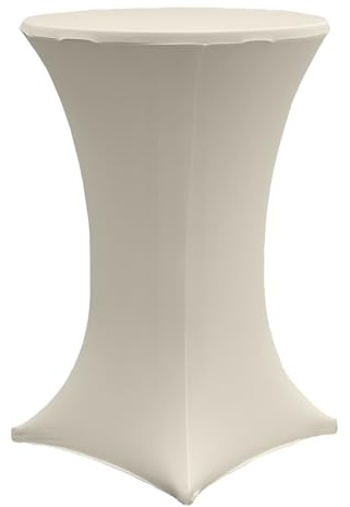 TRUTZHOLM Stehtischhusse Stretch Ø 60/70/80 cm, Bistrotisch Husse elastisch, pflegeleicht & knitterfrei, in Weiß, Anthrazit & Beige, 1er, 2er, 5er & 10er Set (1, Beige, Ø 80 cm)