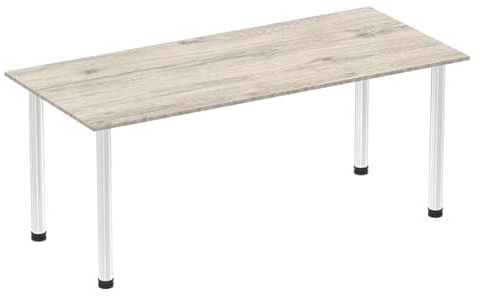 Dynamic Office Solutions Impulse 1800mm Straight Table with Post Leg Grey Oak Chrome
