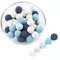 Promise Babe 16mm 40 PC Erwachsene Bunt Blau Runde Gehäkelt Holzperlen mit Loch zum Auffädeln, Handgefertigt Natur Holzkugeln DIY Schmuck Halskette Armband Selber Machen Basteln Crocheted Wooden Beads