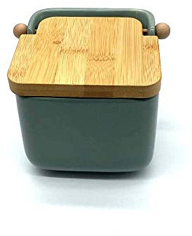 PLUS HOME Salero de Cocina de Cerámica con Tapa Diseños Originales.tamaño 12x12x11cm.