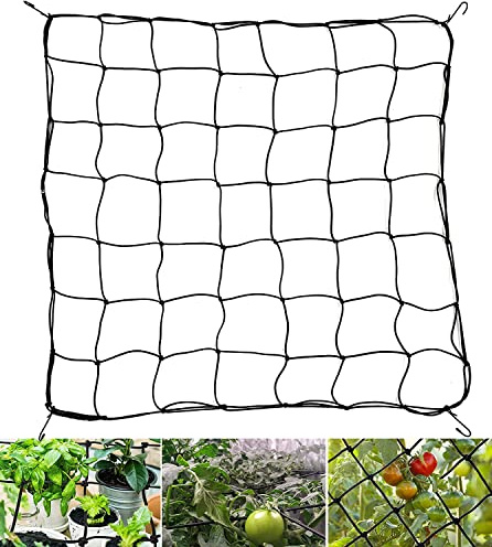 Senua Elastic Trellis for Grow Tent 100 x 100-120 x 120 cm Plant Support Scrog Net, Hydroponic Grow Room Scrog Net, Universal Heavy Duty Trellis Net with Steel Hooks