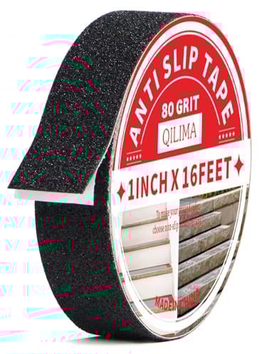 QILIMA Antirutsch Klebeband Streifen mit Selbstklebend, 2.5cm x 5m Treppe Stufen Band Kleber Rutschfest Klebeband, Hohe Traktion Pad für Bodenbelag innen- und Außenbereich, Schwarz