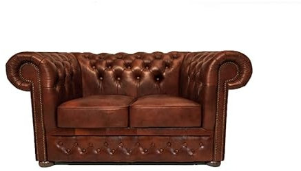 Chesterfield Sofa First Class - The Chesterfield Brand | 2 Sitzer Sofa | 100% Leder, handgefertigt, Original Chesterfield | Breite 150 cm | Cloudy Karamell