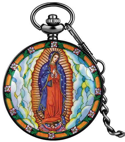 LIDCOM Modèle de Montre de Poche pour Dames exquise   boîtier Noir Classique Cadran en Chiffres Arabes Blanc Pendentif épais Montre de Poche à Quartz,04