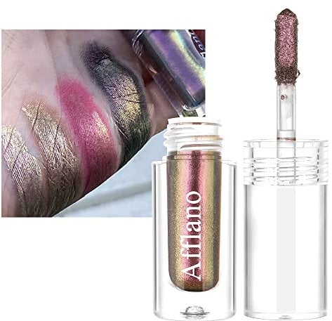 Afflano Trucco Ombretto Liquido Camaleonte, Intenso Oro viola Ombretto Luccicante Con Glitter Multicromatici, Multichrome Eyeshadow Glitter, Olografico Ombretti Liquido Per Donne e Ragazze