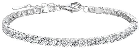 OBCPD 3mm Moissanite Tennis Armband für Frauen 925 Sterling Silber Diamant Kette Armbänder Armreif mit