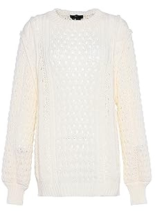 faina Damen Temperament hohl Out Design Strickpullover Pullover WOLLWEISS Größe M/L