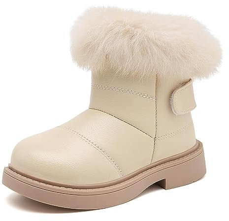 Meik Mangni Stivali da Neve Carino Bambine e Ragazze Stivaletti Invernali Scarpe Comode Morbide Fodera Calda Scarponi da Sci all'aperto,Bianco,Taglia 26 EU