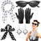 BDSHUNBF 50er Jahre Damen Accessoires, Rockabilly Accessoires 50er Jahre Damen Kleid Zubehör, 1950s Kostüm Set, mit Chiffon Schal Polka Dot Bandana Katzen Auge Brille, für Retro Teily Party