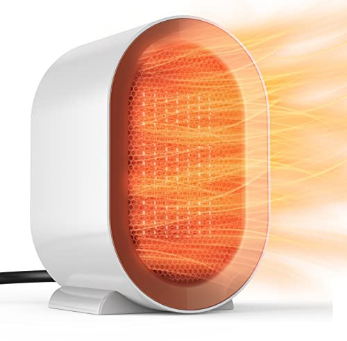 Electric Portable Space Heater, 1200W Energy Efficient Desk Heater, Electric Heater for Indoor Use, Fast Quiet Heating Ceramic with Thermostat Overheat & Tip-Over Protection for Bedroom and Office Use