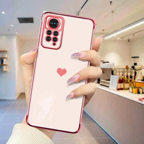 LENGRACE Hülle für XiaoMi RedMi Note 11S 4G / Note 11,Galvanisiertes Kieselgel Ultra Dünn Silikon Handyhülle,Herzmuster Stilvoll Spiegel Shiny Kratzfeste Stoßfeste TPU Schutzhülle Case Cover(Rosa)