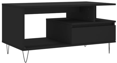vidaXL Couchtisch, Sofatisch für Wohnzimmer, Wohnzimmertisch mit viel Stauraum, Beistelltisch Kaffeetisch Wohnzimmermöbel, Schwarz Holzwerkstoff