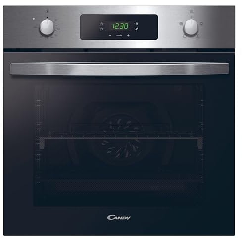 Candy FIDCX405 Integrated 65 Litre, Fan Oven with Easy Clean Enamel - Black glass with stainless steel - A Rated