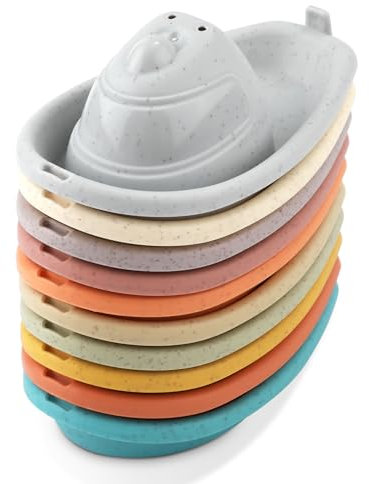 10 Piezas Barco Baño Bebe, Juguetes de Baño, Barcos Flotantes Barcos de Juguete de Ducha Juguetes de Bañera para Niños Preescolar Niños Niñas Regalo