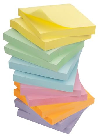 Agoer 1200 Stück Haftnotizen 76 x 76mm,12 Blöcke Notizzettel Bunt Selbstklebende Klebezettel,6 Zarte Farben Sticky Notes zum Markieren von Seiten für Büro, Studie, Hause
