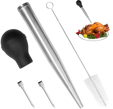 NyxSeat 1 jeu de seringue à épices à pompe à poulet, en acier inoxydable, séparateur de sauce, seringue à viande et seringue à jus, prêt pour Thanksgiving