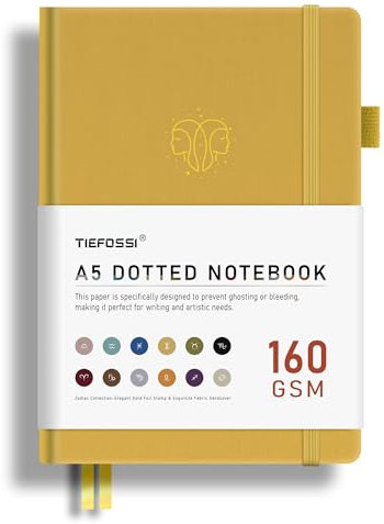 TIEFOSSI Bullet Dotted Journal, 160 g/m² auslaufsicheres dickes Papier, Sternbild-Punktnotizbuch, Zwillinge-Tagebuch für Frauen, 256 nummerierte Punktrasterseiten