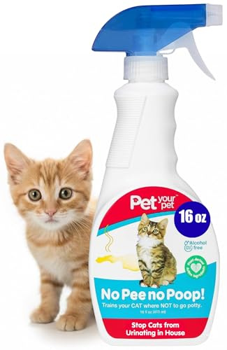 No Pee No Poop Cat Potty Training Spray, 16 Fl Oz – Non-Toxic Cat Spray No Mark for Urine/Marking/Pooping – Natural Pee Deterrent Spray – Indoor/Outdoor Keep Off