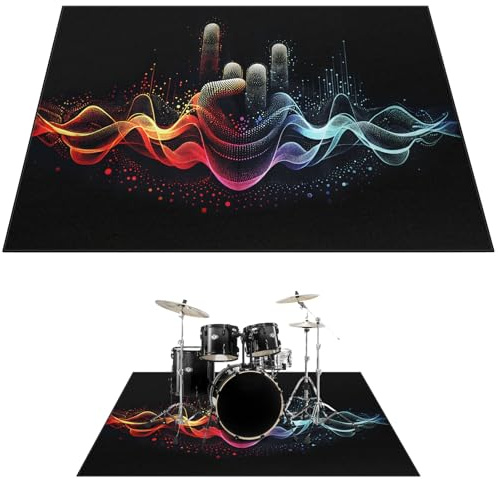 Drum Rug, 6 x 5 Ft Drum Mat with Non-Slip Grip Bottom, Drum Carpet for Noise Reduction, Soundproof Musical Instrument Rug, Professional Drum Accessories for Jazz Drum & Electric Drum Set