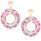 Perlen-Tropfenohrringe, Regenbogen Baumelnde Boho-Ohrringe Rund Kreis Statement-Ohrring mit Anhänger Vintage Bunt Sommer Strand Schmuck für Frauen Mädchen Strand Urlaub Party Ferien