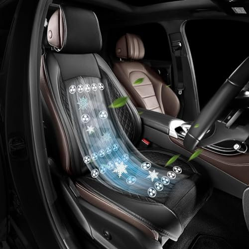 VBVARV Car Ventilation Cushion Car Fan Seat 3 Cooling Speeds Anti-Sweat Universal Car Seat Covers for Summer Driving,Black,28 Fans