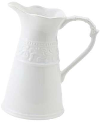 Sharplace Vase en céramique Blanc, pichet décoratif, décoration de Table, pichet de Ferme, pour bibliothèque, café, Salon, Styles élevés