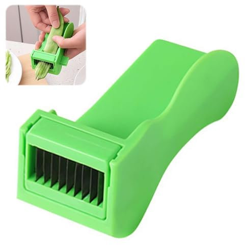 Yiokii Runner Bean Slicer, Stainless Steel Blade, Polypropylene Body, Green, Manual Food Slicer, Kitchen Gadget