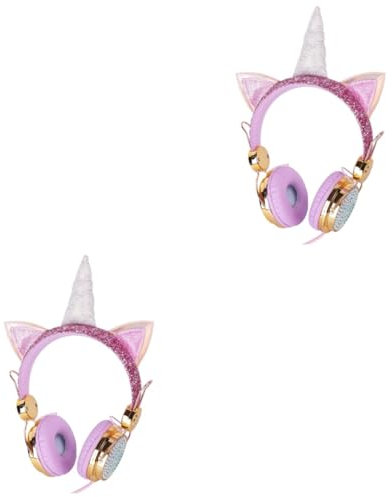 MERRYHAPY 2St Einhorn-Kopfhörer Gaming-Headset Surround-Sound On-Ear-Kopfhörer für Kinder Headset Kinder mit mikrofon Kinder Headset mit mikrofon kabellose kopfhörer auf Ohrhörer Abs Golden