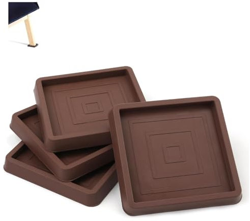 Wjelet 4Pcs Furniture Cups,2.5 Square Furniture Cups, Non Slip Rubber Feet Protectors for Hardwood Floors and Carpets,Furniture Coasters Rubber Feet Chair Leg Caps,Brown
