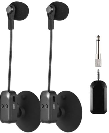 HUIOP Récepteur de microphone sans fil 2,4 G avec ventouse amovible pour guitare, violon, violoncelle, accordéon, haut-parleurs, amplificateur de voix, microphone de réduction du bruit en direct, port