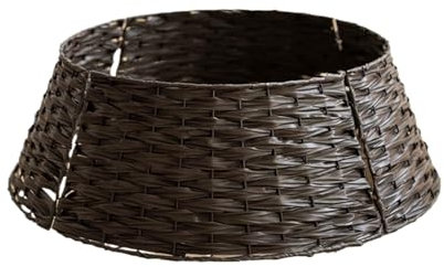 Weihnachtsbaum Kragen Weihnachtsbaum-Kragenrock, Rattan-Korb, Weihnachtsständer, Weiden-Weihnachtsbaumsockel Weihnachtsbaum Rock(Brown)