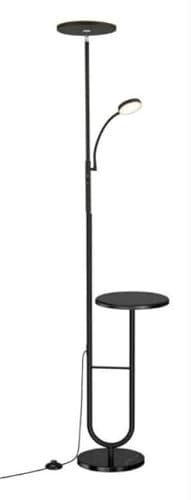 LuminexDesigns Stehlampe mit Tisch, 36W+7W LED Stehlampe dimmbar 3200LM+600LM Moderne Stehleuchte Wohnzimmer & Deckenfluter mit Fernbedienung, 2700K-6500K Schwarz