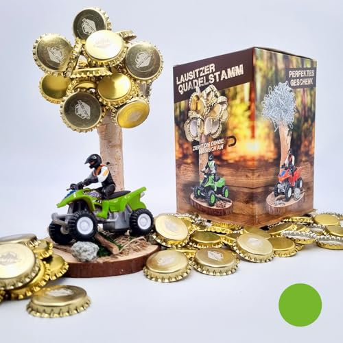 WIRKSAM WERBEN Magnetbaum für Kronkorken o. Büroklammern, inkl. grünem ATV-Quad Modell, Geschenkidee für Männer, Partyraum & Deko, Lausitzer Quadelstamm