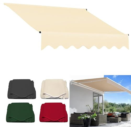 Generisch Housse de marquise imperméable en toile de haute qualité pour auvent de balcon, 6 x 2 m (beige)
