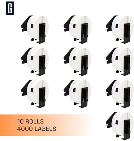 GROF DK-11201 Standard Adressetiketten 29x90mm 10 Rollen 4000 Etiketten | Selbstklebende Etiketten für Brother QL-500/570/700/800/810W/1050/1060N/1100/1110NWB - Adressen, Büro, Lager, Barcode
