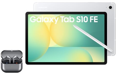 Samsung Galaxy S10 FE Android Tablet, Wifi, 128GB Storage, 8GB Memory, 10.9 Display, Silver with Galaxy Buds3, Silver (UK Version)