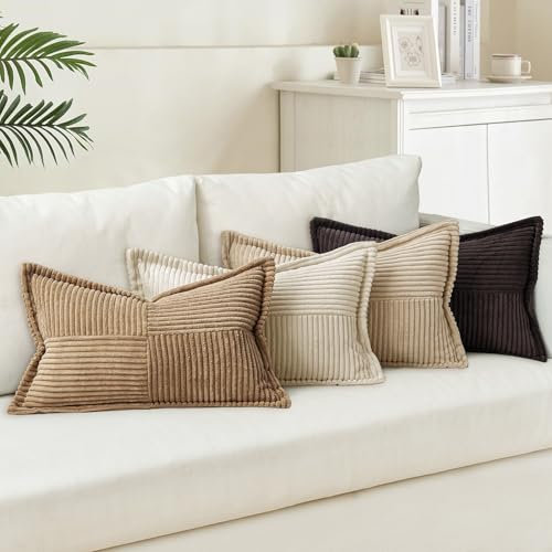 MIULEE 4er Set Kordsamt Kissenbezüge Weich Dekokissen Dekorativ Kissenbezug Modern Kissenhülle Sofakissen Zierkissen Couchkissen für Wohnzimmer Schlafzimmer Kaffee Serie 40x60 cm