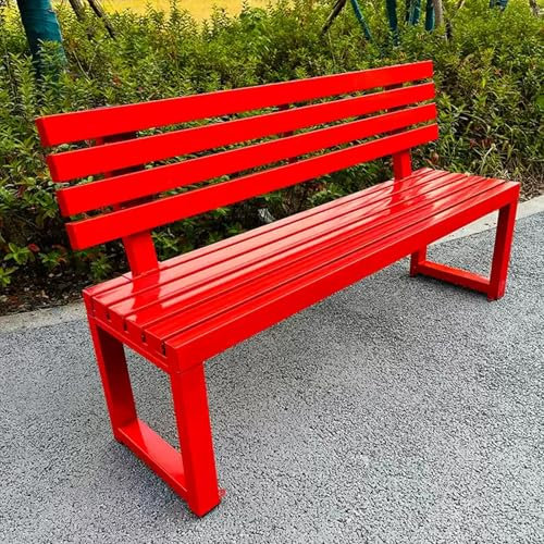 uofgcru Gartenbank mit Lehne Parkbank Massivholzbank Terrassenbänke, Wasserdichtes Metall Wetterfest Robust Stabil Langlebig Gartenmöbel, für Garten Veranda Hof Außenterrassenbank(Red - 40×100×85cm)