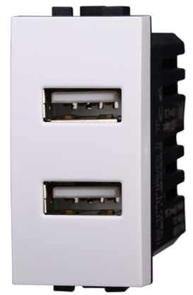 IXTRIMA Module prise chargeur USB double 5 V 2,1 A - 2 ports USB-A couleur blanche compatible avec Bticino Living Light/International 1 pièce