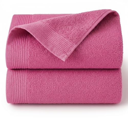 NOVOTEXTIL Toallas Baño Grandes 100x150 cm – Juego de 2 Toallas 100% Algodón 500 g/m² – Alta Absorción, Suaves y Resistentes – Toallas de Ducha Premium (Fucsia)