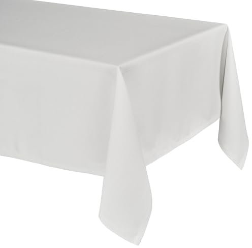 Elegante Tischdecke mit natürlicher Leinenoptik, Lina Tischdecke und Tischläufer, Größe und Farbe wählbar (Eckig 110x110 cm, Weiß)